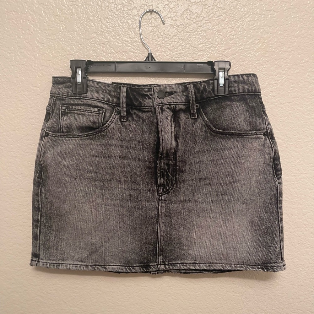 Washed Black Denim Mini Skirt